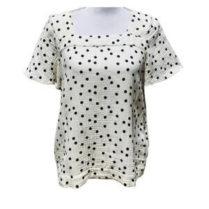 Madewell Cream Black Polka Dot Top Small